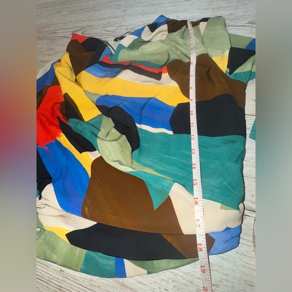 Zara Multicolor Flowy Neckline Crop Bell Sleeve Printed Blouse S - Picture 9 of 12